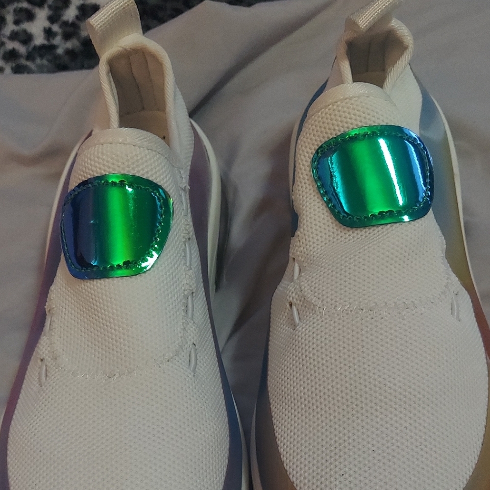 4/$12 Womens  Cream and Iridescent Slip-On Sneakers - Picture 7 of 11